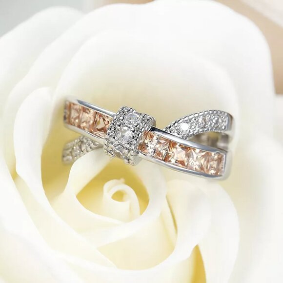 🔥New 💛Champagne Diamond CZ💎 925 Silver Plated Punk Cocktail Ring, GPMB1402 - Picture 6 of 6